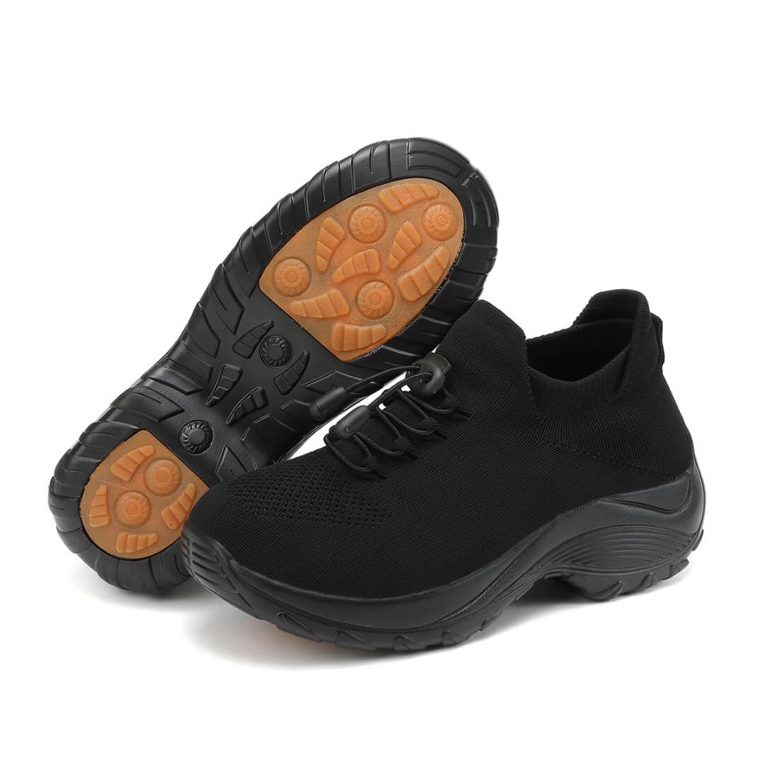 Ortho Stretch Cushion Shoes Midnight Black with grippy outsole and cushioned sole