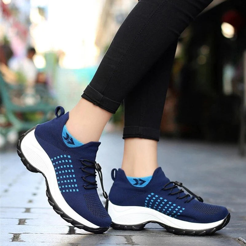 Ortho Stretch Cushion Shoes Women - White Blue